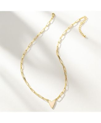 -Plated Enamel Heart Necklace