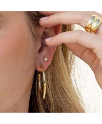 14k Gold-Plated Cubic Zirconia Simple Stud Earrings