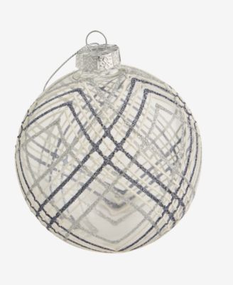 Iced Delight Clear Stripe Ball Ornament, Macy's Exclusive 