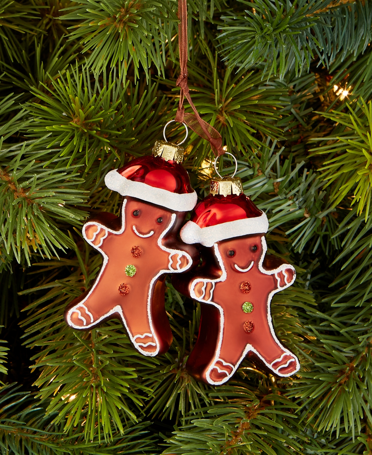 Holiday Lane Gingerbread Village Glass Gingerbread Men Ornament, Macy's Exclusive In Brown