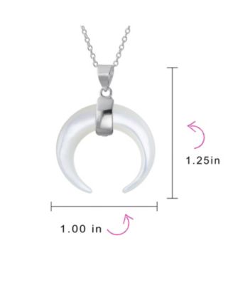 Boho Tribal Style Horn Italian Crescent Luna Waning Half Moon Pendant Necklace Sterling Silver