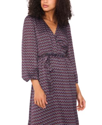 Women's Printed Surplice Asymmetrical-Hem Dress