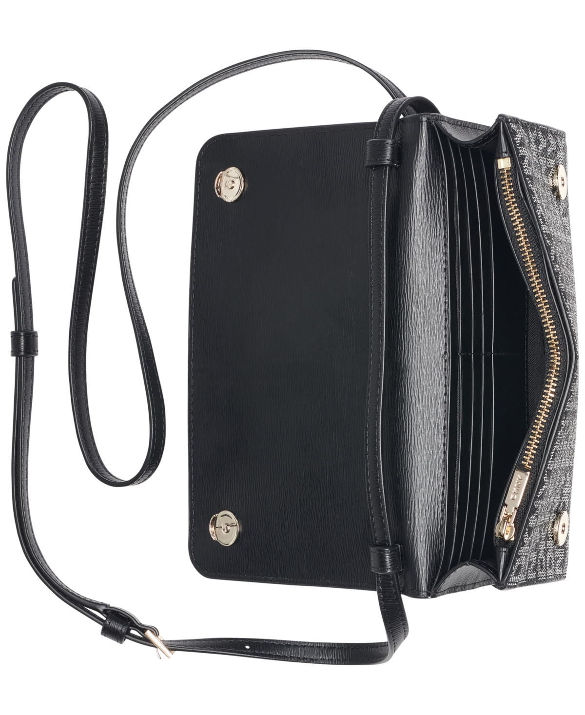 Dkny Bryant Ave Mini Logo Wallet Crossbody In Black