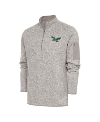 Antigua - Men's Oatmeal Philadelphia Eagles Throwback Fortune Quarter-Zip Pullover Jacket