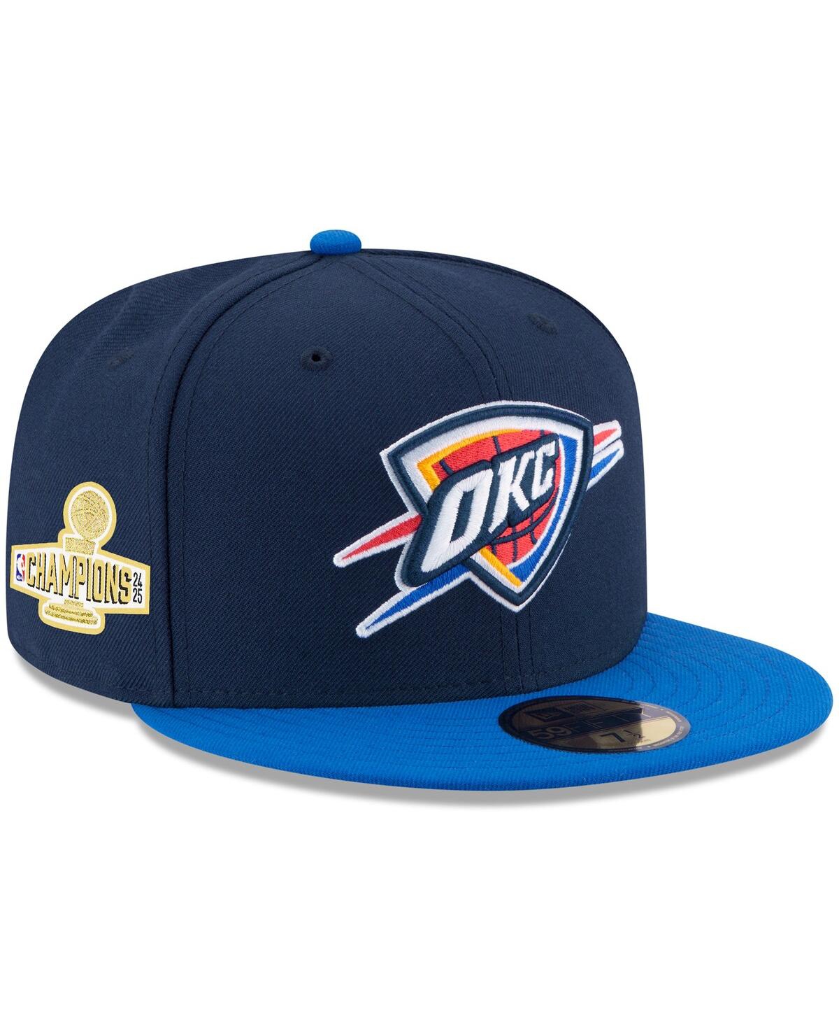 Men's Navy/Blue Oklahoma City Thunder 2025 Nba Finals Champions Side Patch Two-Tone 59FIFTY Fitted Hat - Navy, Blue