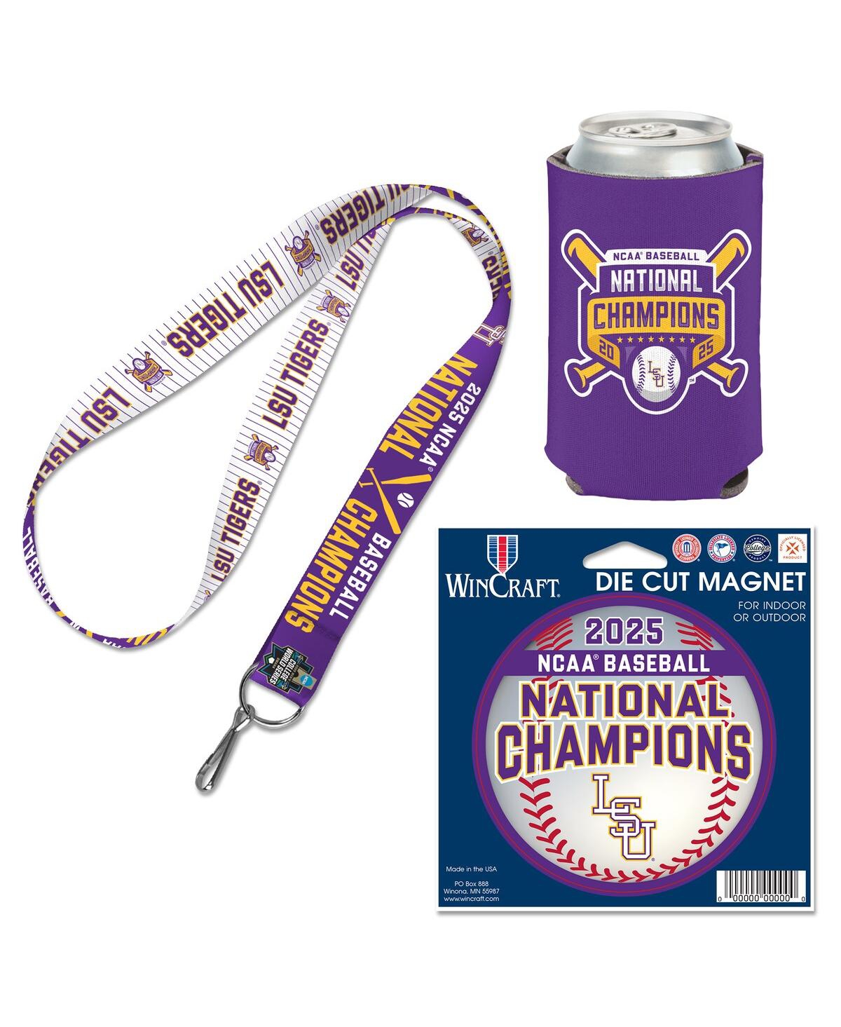 Lsu Tigers 2025 Ncaa Baseball Men's College World Series Champions 3-Piece Fan Pack Set