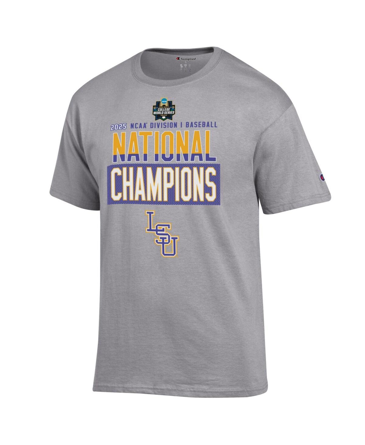 Men's Gray Lsu Tigers 2025 Ncaa Baseball Men's College World Series Champions Locker Room T-Shirt - Gray
