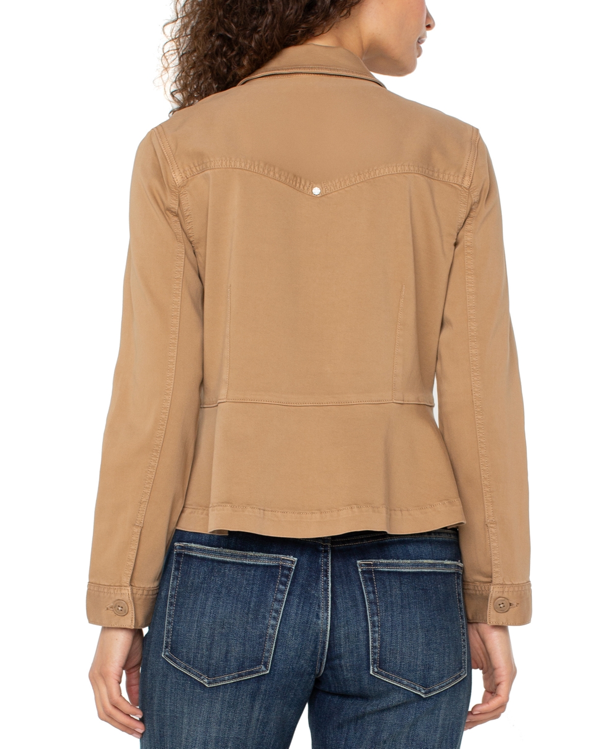 Liverpool Los Angeles Petite Peplum Trucker Jacket In Neutral