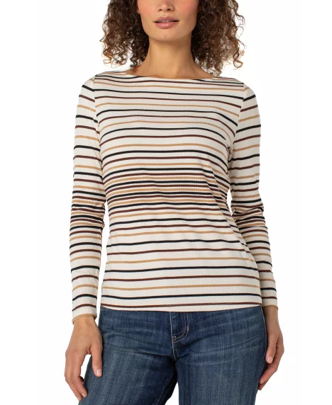 Petite Striped Boat-Neck Top  - Albmltstrp