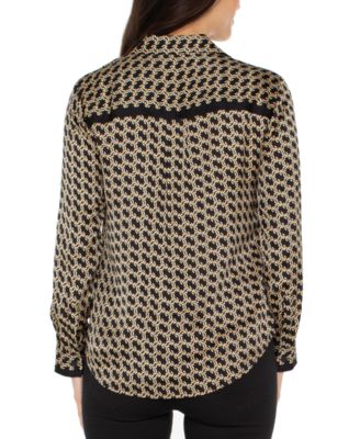 Petite Printed Satin Shirt 