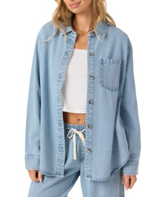 O'Neill - Juniors' Sevie Cotton Denim Button-Front Shacket