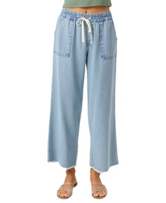 Juniors' Sevie Cotton Wide Led Denim Pants 