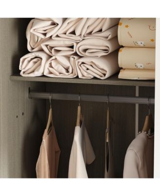 Modern high-quality grey wood color sliding door wardrobe, made of wood, with hanging clothes pole