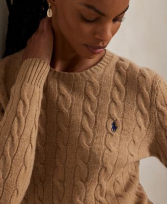 Women's Cable Wool-Cashmere Crew Neck Sweater