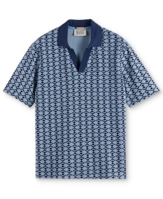 Men's Relaxed Fit Short Sleeve Geo Print Polo Shirt