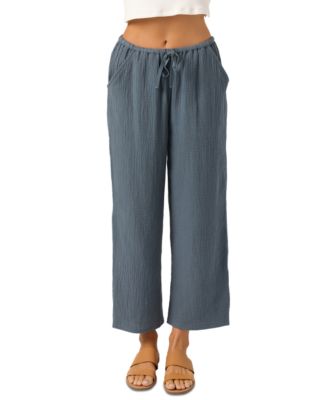 Juniors' Brenda Pull-On Cotton Crinkle Pants