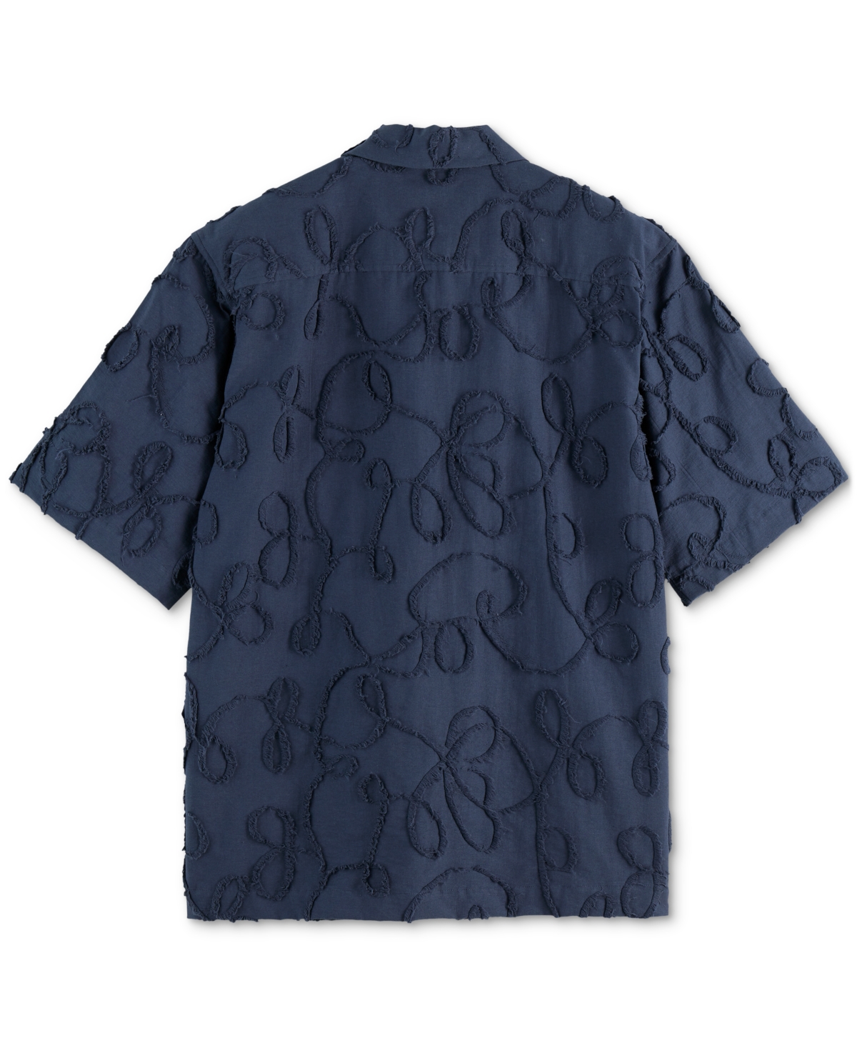 Scotch & Soda Oversize Textured Short Sleeve Cotton Blend Button-up Shirt In Blue