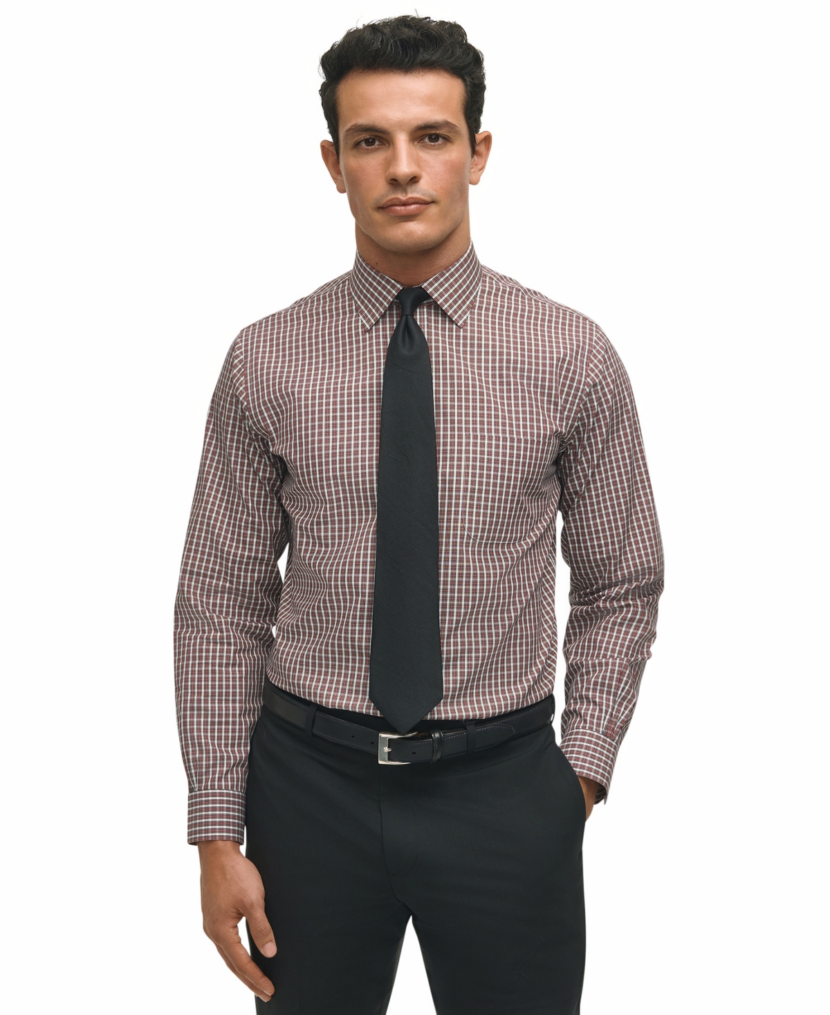 Men's Regular-Fit Tartan Plaid Dress Shirt - White Multi