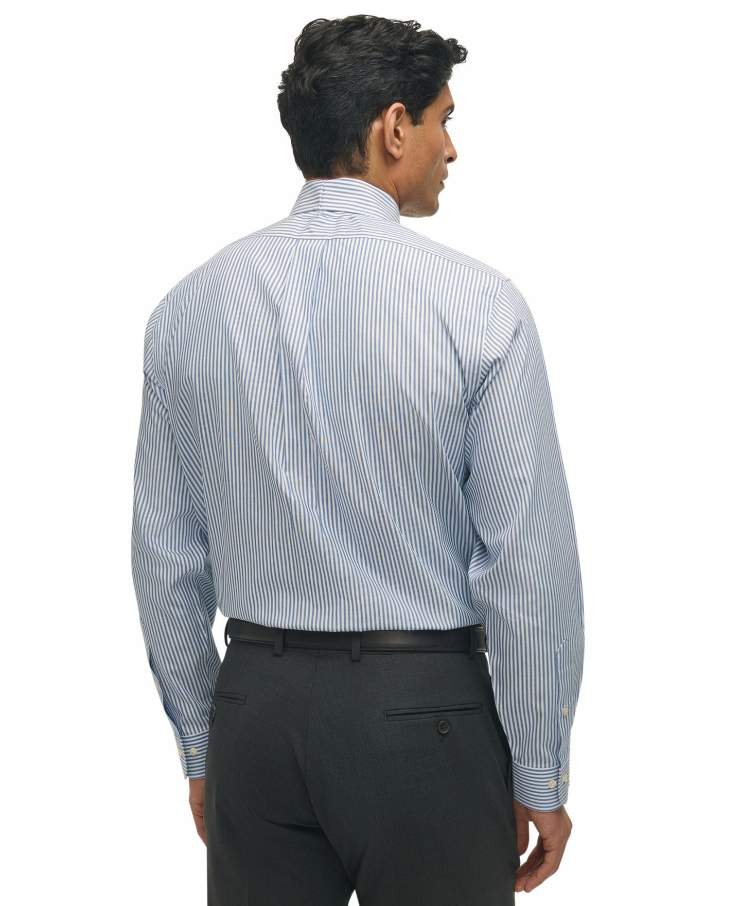 Мужская рубашка Brooks Brothers Regular-Fit с воротником button-down, однотонная, цвет: Тёмно-синий — фото 5