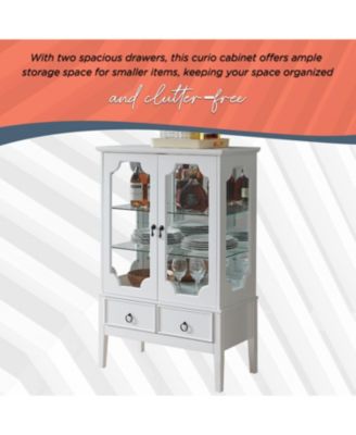 Curio Storage Cabinet with Glass Shelves, Drawers and Doors – Display Sideboard for Living Room, Dining Room, Kitchen
