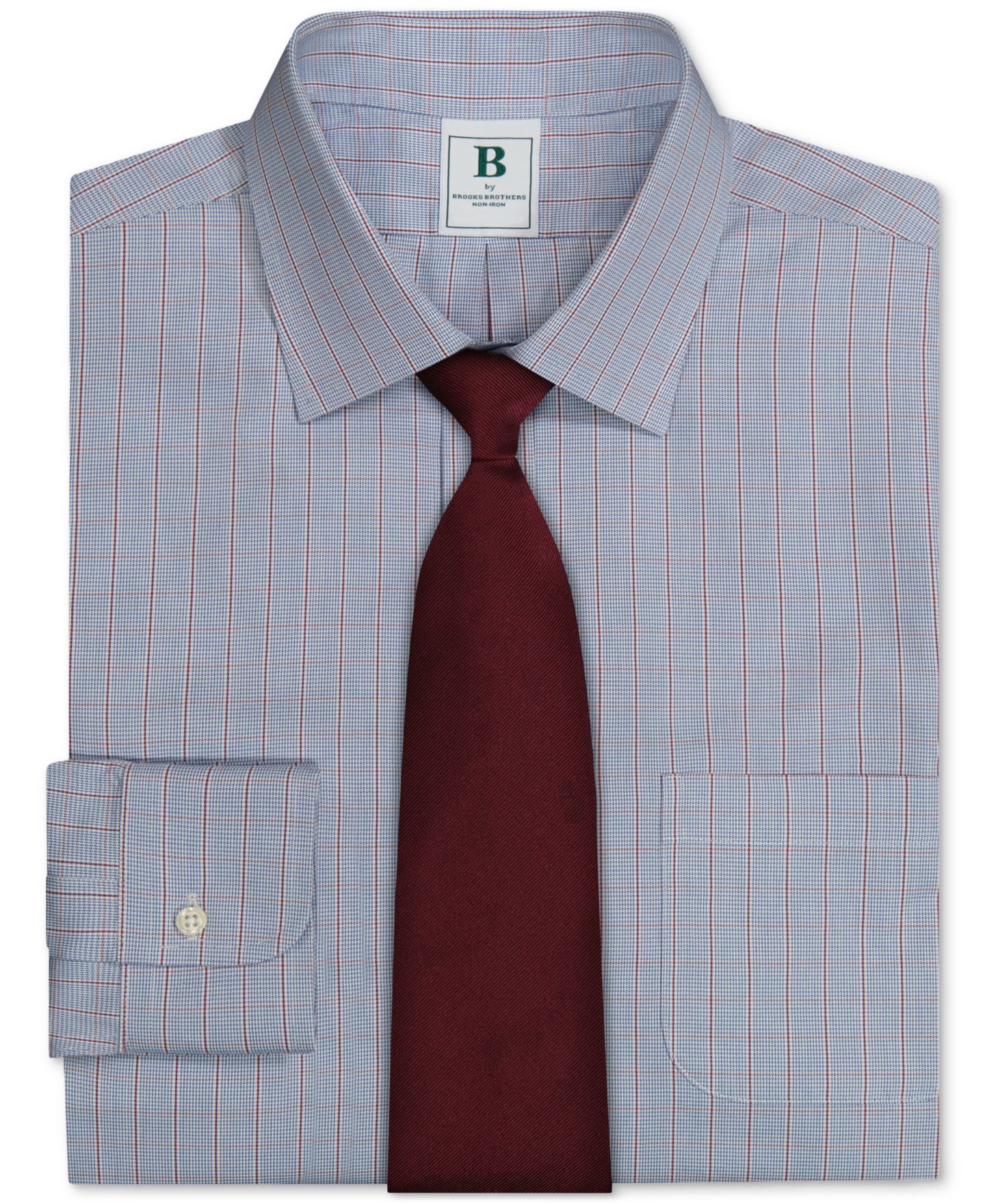 Мужская рубашка Brooks Brothers Regular-Fit Spread Collar Grid Check Dress Shirt, цвет: Тёмно-синий — фото 5