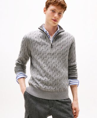 Tommy Hilfiger - Men's Long-Sleeve Cable Knit Quarter-Zip Sweater
