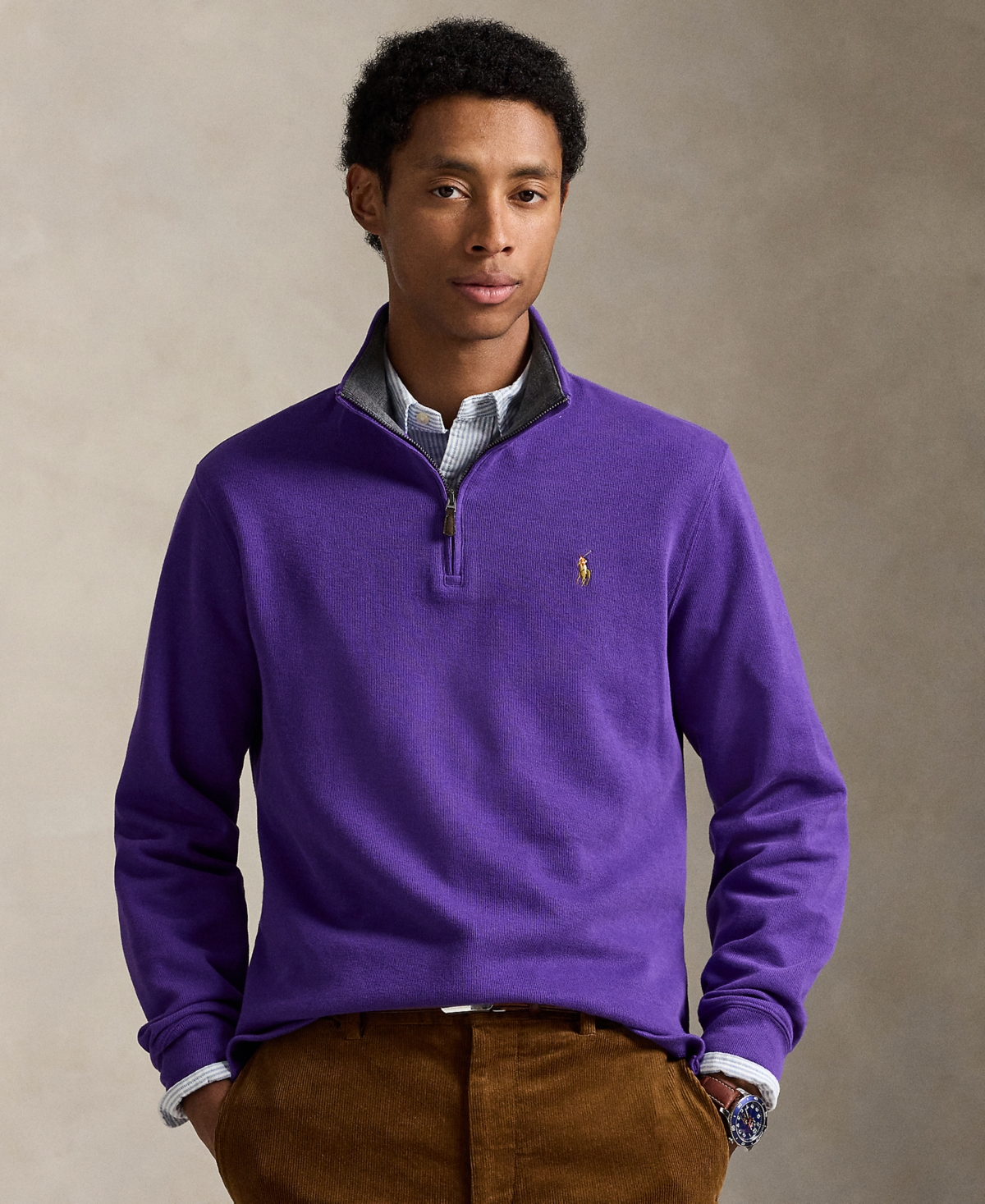 Polo Ralph Lauren Men's Estate-rib Cotton Quarter-zip Pullover In Blue