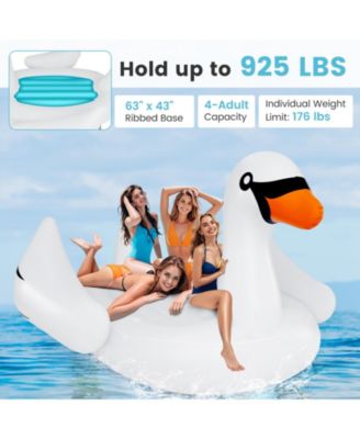 Giant Inflatable Swan Floating Island 4-Person Pool Float with 4 Cups Holders