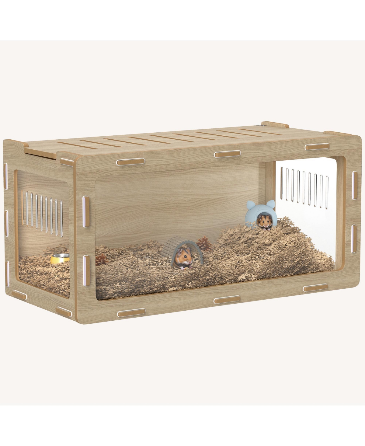 PawHut 39 in Hamster Cage w/ Easy View Acrylic Panels, Openable Roof,