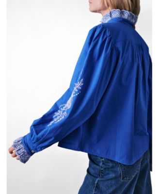 Women's Jewel Trim Cotton Carla Blouse