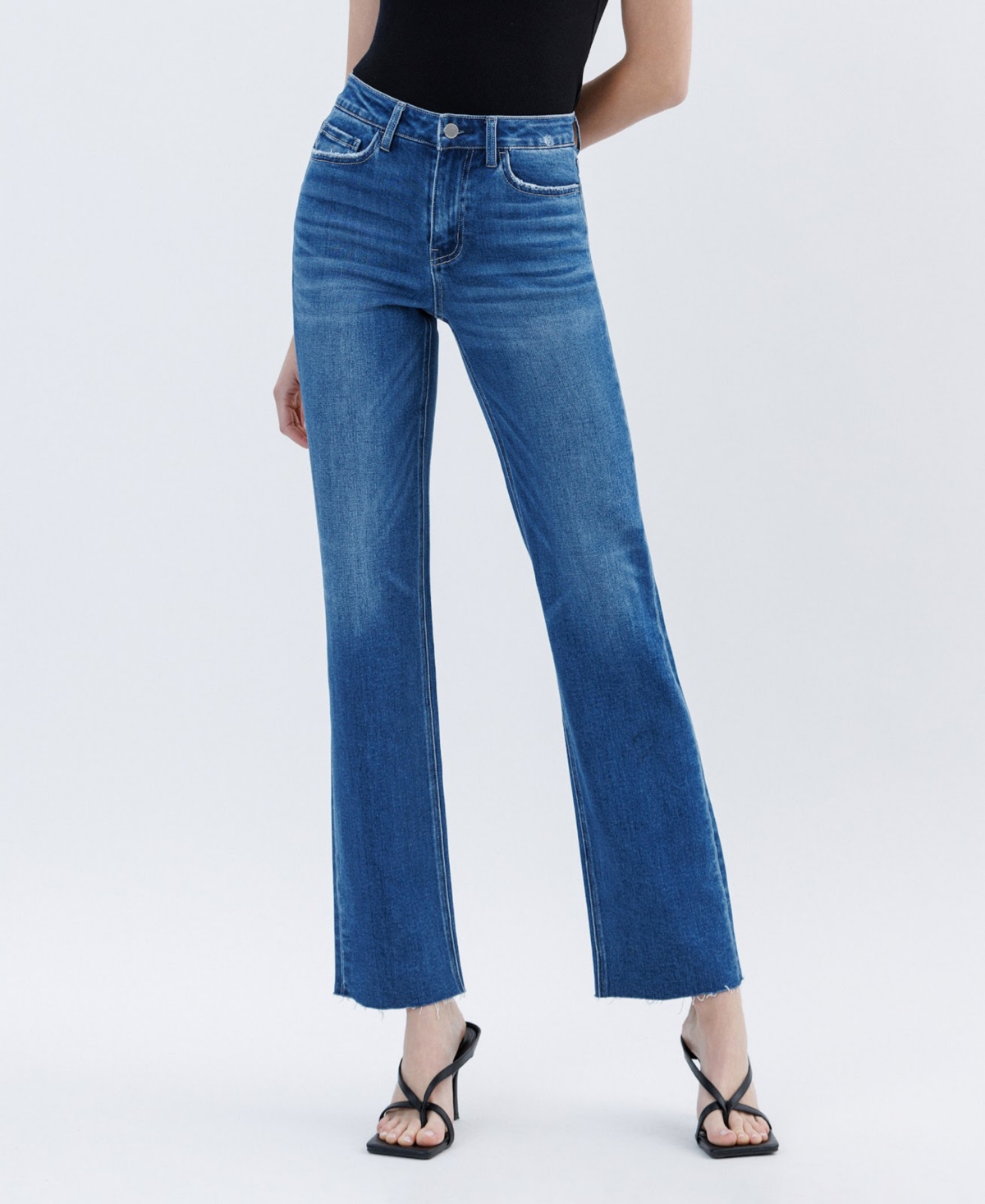 Women's High Rise Straight Jeans - Raptureously blue