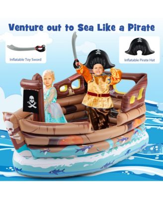 Inflatable Pirate Ship Playhouse w/ Built in Motor Inflatable Toy Sword