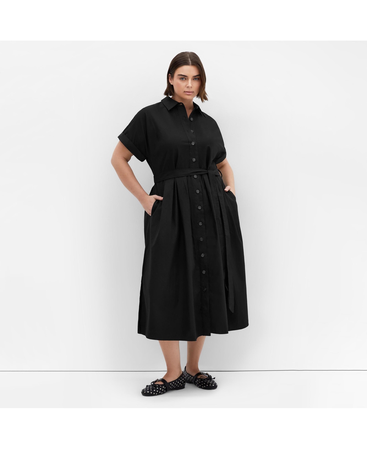 Plus Size Elly Shirt Dress - Ecru
