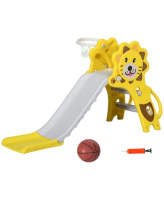 2 in 1 Toddler Slide for Indoors, Toy for Toddler, Easy Set Up Baby Slide with Basketball Hoop for Kids.