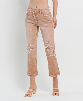Women's High Rise Crossover Straight Jeans