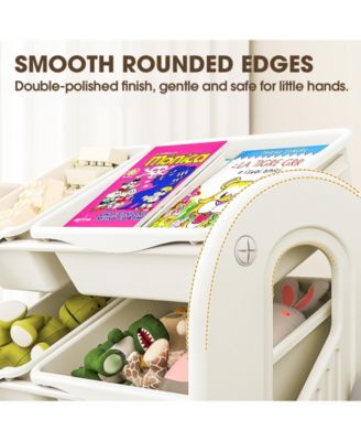 Kids Toy Organizer and Bookshelf, 2-in-1 Storage Shelf with 9 Bins & 4 Book Slots