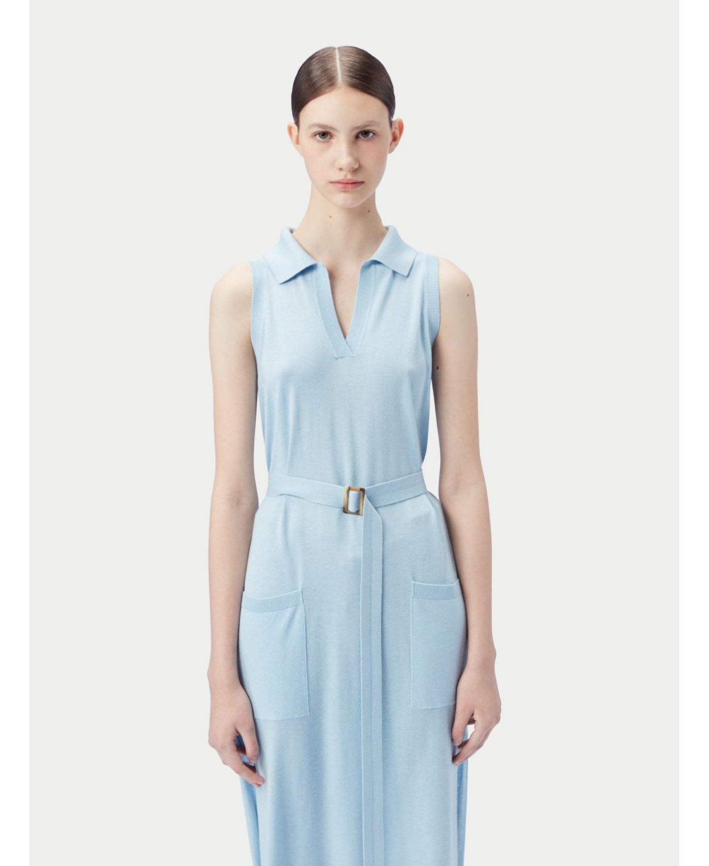 Женское платье Gobi Cashmere Sleeveless Silk Cashmere Polo in Muted Powder - XXL / Muted Powder / WK860-7005 — фото 1