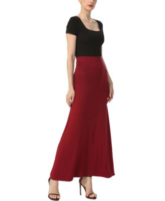 Women's Waist Ruched Pull On Maxi Skirt
