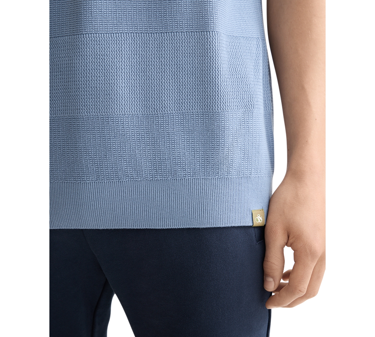 Scotch & Soda Tonal Stripe Cotton Polo Sweater In Blue