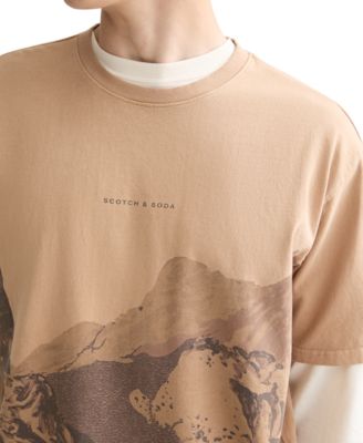 Men's Relaxed Fit Short Sleeve Mountain Graphic Crewneck T-Shirt
