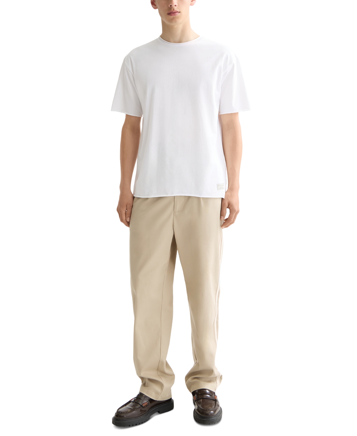 Scotch & Soda Raw Edge Cotton T-shirt In White