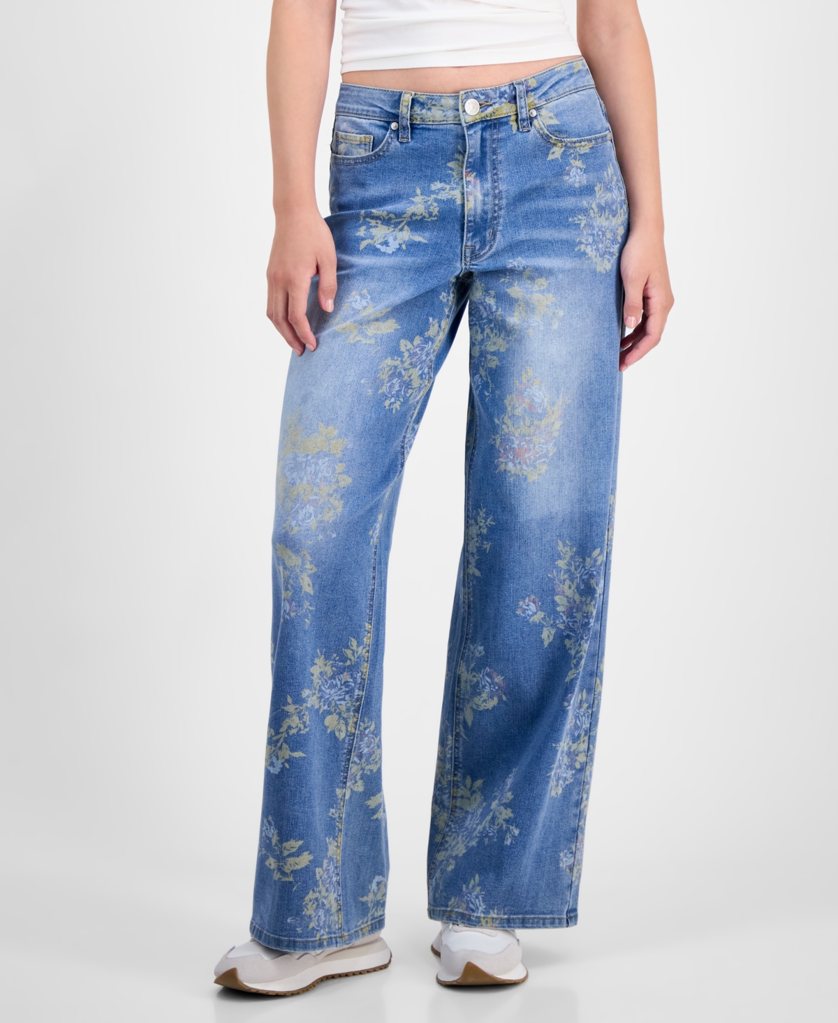 Madden Girl Juniors' Floral-Print Ultra 90's Jeans