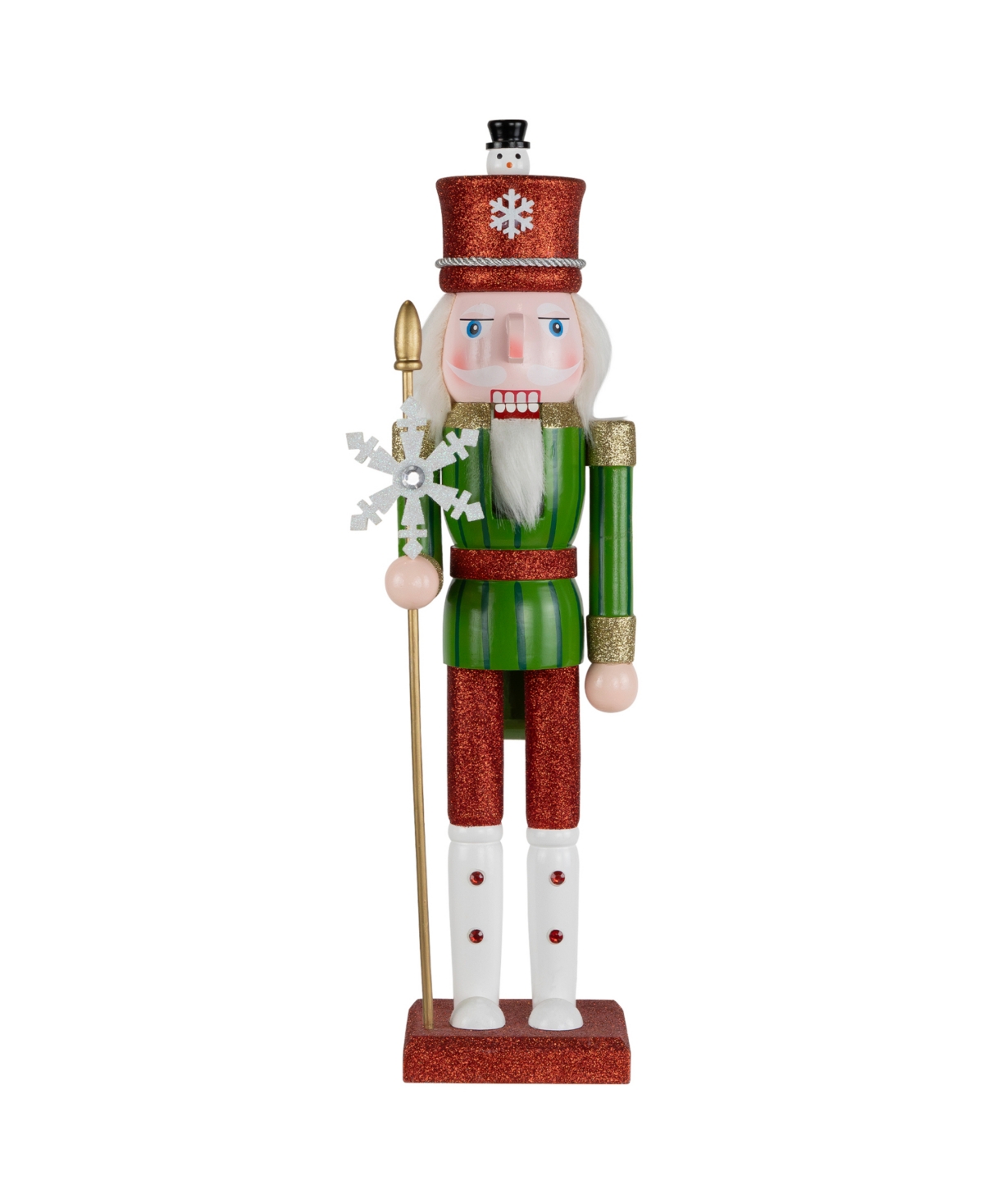 15" Glittered Nutcracker with Snowflake Scepter Christmas Figure - Red