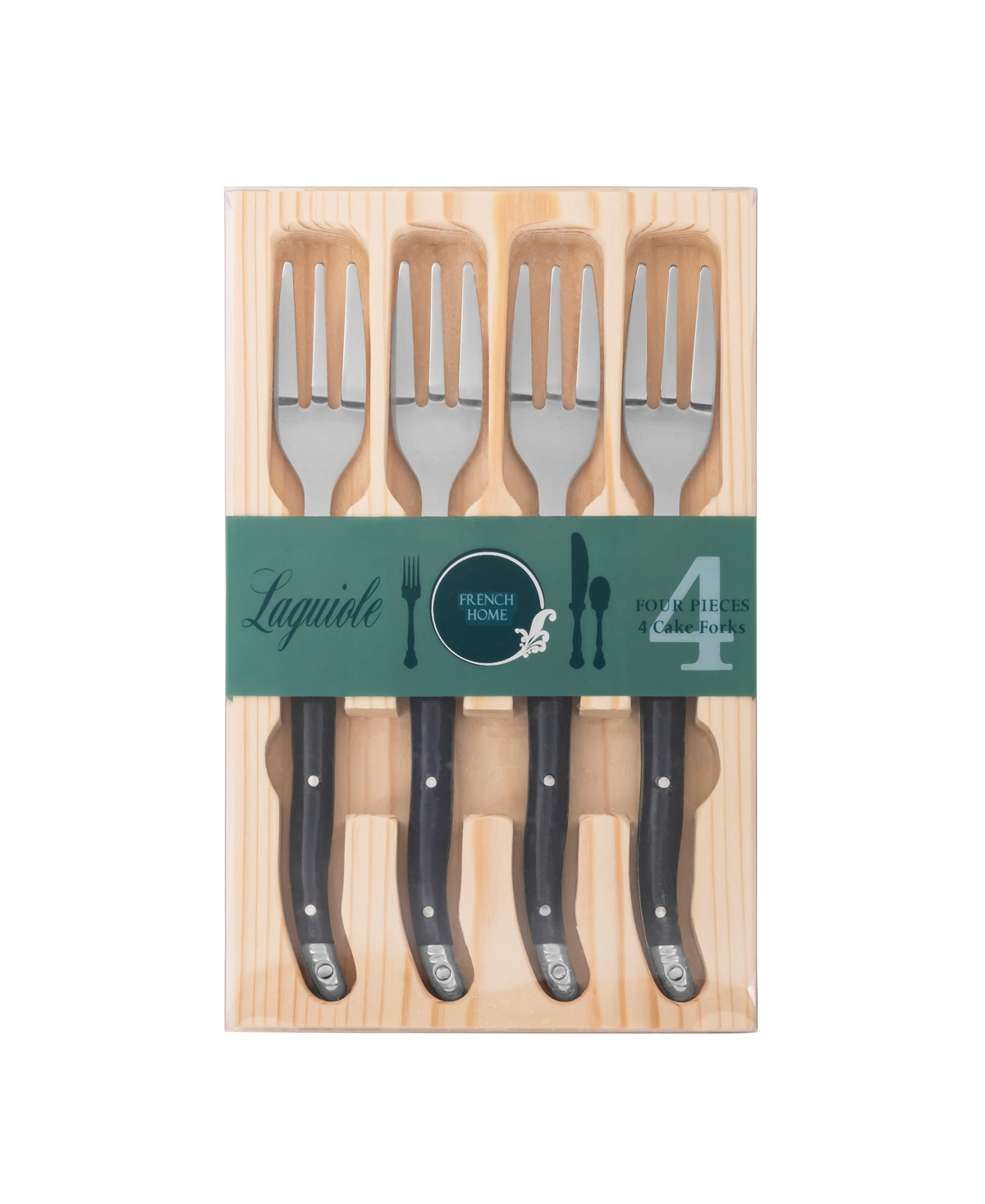 French Home Set Of 4 Laguiole Cake Forks In Blue