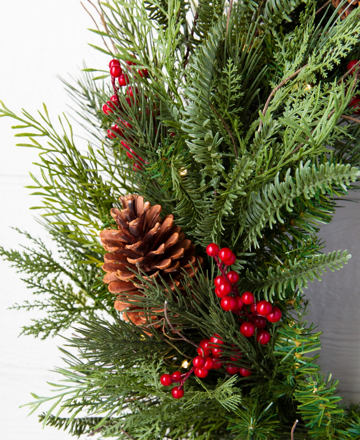 Balsam Hill 34" Outdoor Berry Pine Pre-Lit Wreath