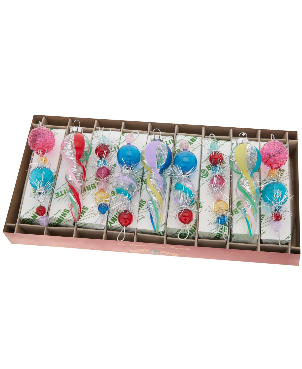 Shiny Brite Vivid Vintage Shape Icicles, Set Of 9