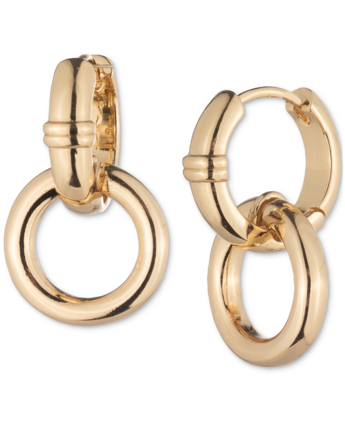 Ralph Lauren Circle Charm Hoop Earrings In Gold