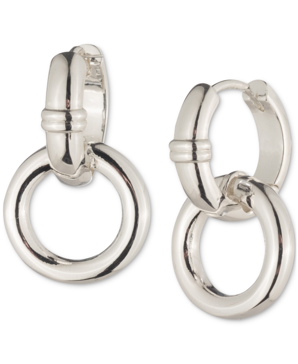 Ralph Lauren Circle Charm Hoop Earrings In Silver