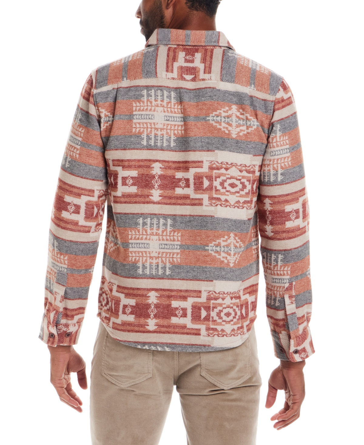 Weatherproof Vintage Men's Southwest Pattern Long Sleeve Button-front Shirt Jacket In Brown