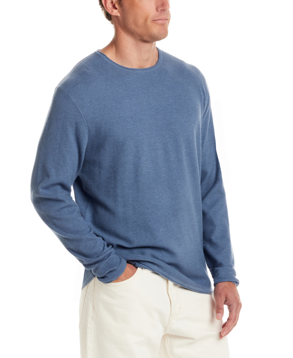 Weatherproof Vintage Men's Long Sleeved Waffle Crew Neck Shirt In Gray
